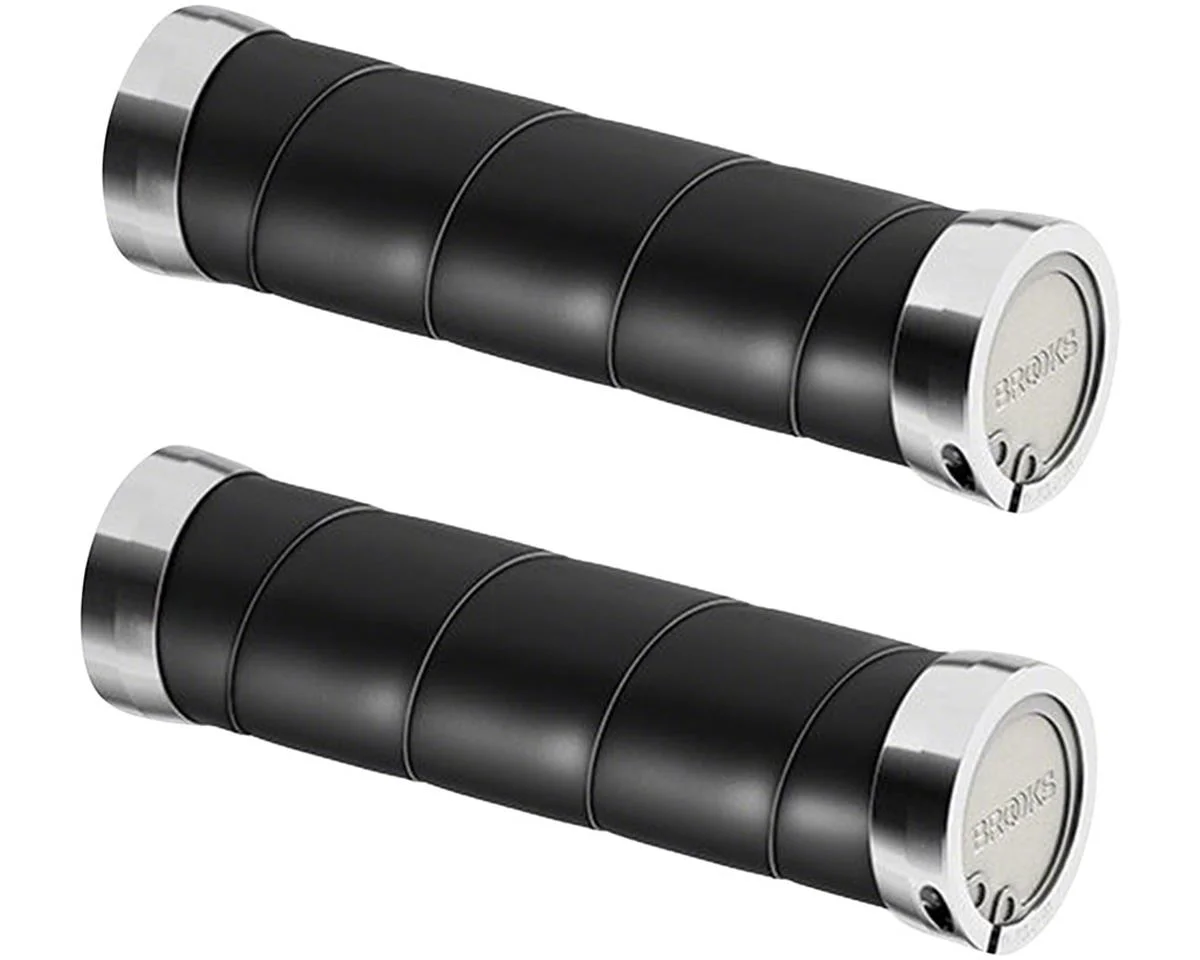 Brooks Slender Leather Grips (Black) (130mm Length)